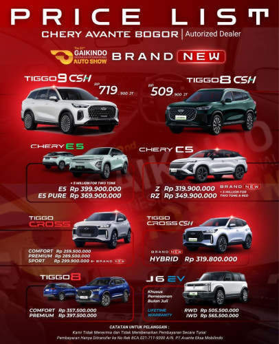 Pricelist Harga Chery cikarang 2025